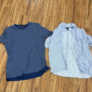 Hugo Boss Men's Blue and White Shirts Set L